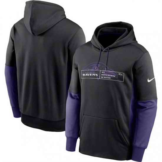 Men Baltimore Ravens Black Color Block Fleece Performance Pullover Hoodie